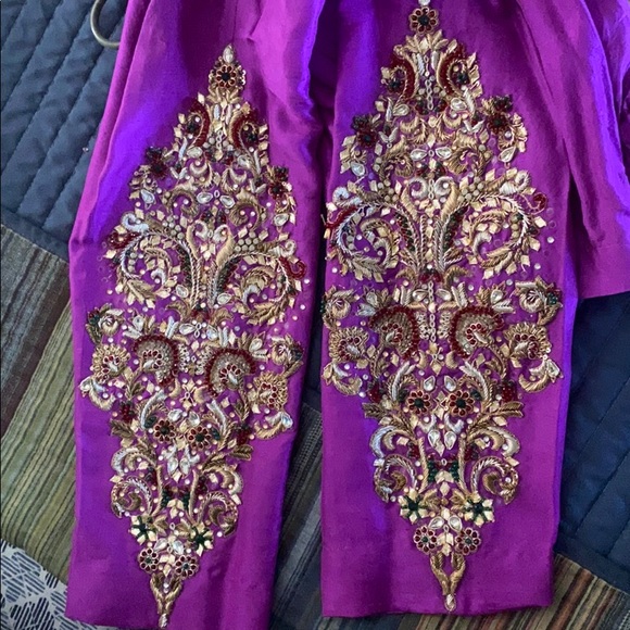 Hand embroidered 3 pc mehndi Pakistani Indian suit - Picture 7 of 7